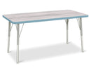 Berries Rectangle Activity Table - 24" X 48", A-height - Driftwood Gray/Coastal Blue/Gray