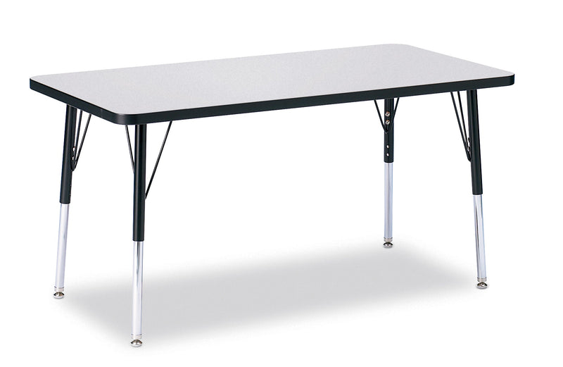 Berries Rectangle Activity Table - 24" X 48", A-height - Gray/Black/Black