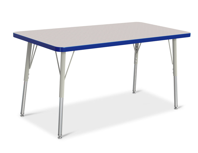 Berries Rectangle Activity Table - 24" X 48", A-height - Gray/Blue/Gray