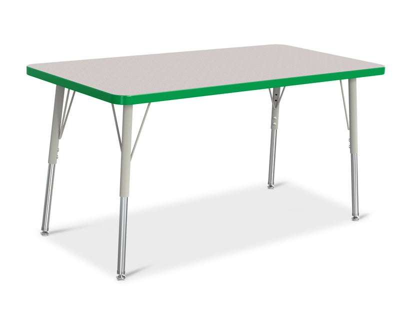 Berries Rectangle Activity Table - 24" X 48", A-height - Gray/Green/Gray