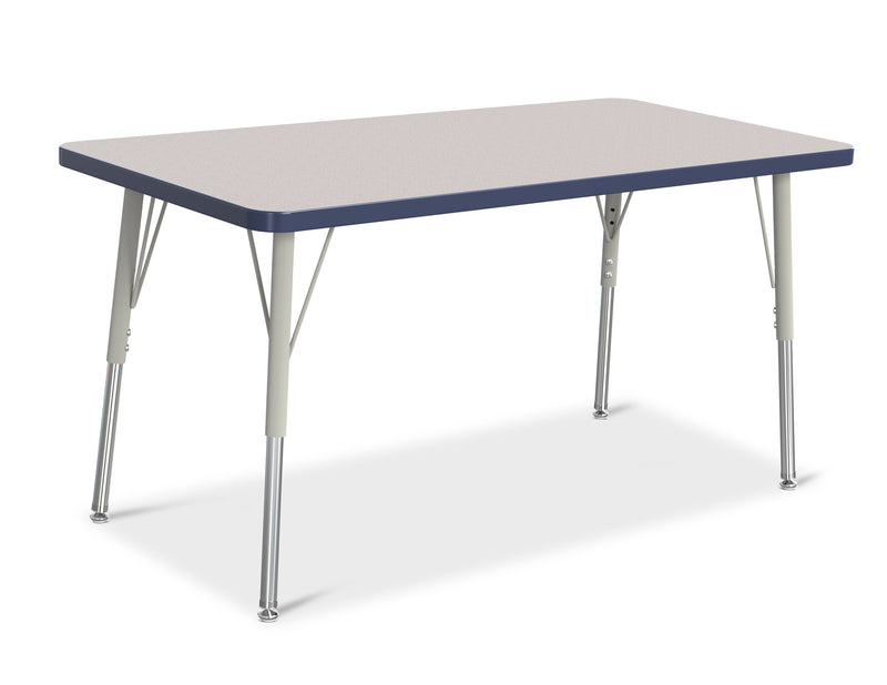 Berries Rectangle Activity Table - 24" X 48", A-height - Gray/Navy/Gray