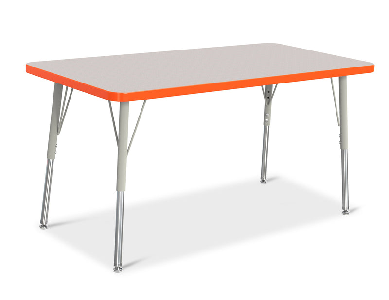 Berries Rectangle Activity Table - 24" X 48", A-height - Gray/Orange/Gray