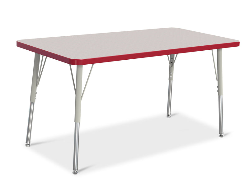 Berries Rectangle Activity Table - 24" X 48", A-height - Gray/Red/Gray