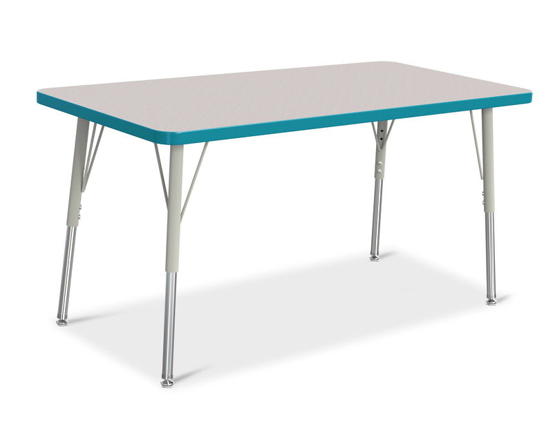 Berries Rectangle Activity Table - 24" X 48", A-height - Gray/Teal/Gray