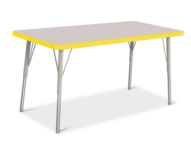 Berries Rectangle Activity Table - 24" X 48", A-height - Gray/Yellow/Gray
