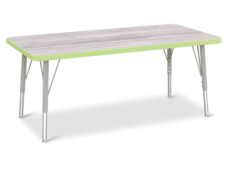 Berries Rectangle Activity Table - 24" X 48", E-height - Driftwood Gray/Key Lime/Gray