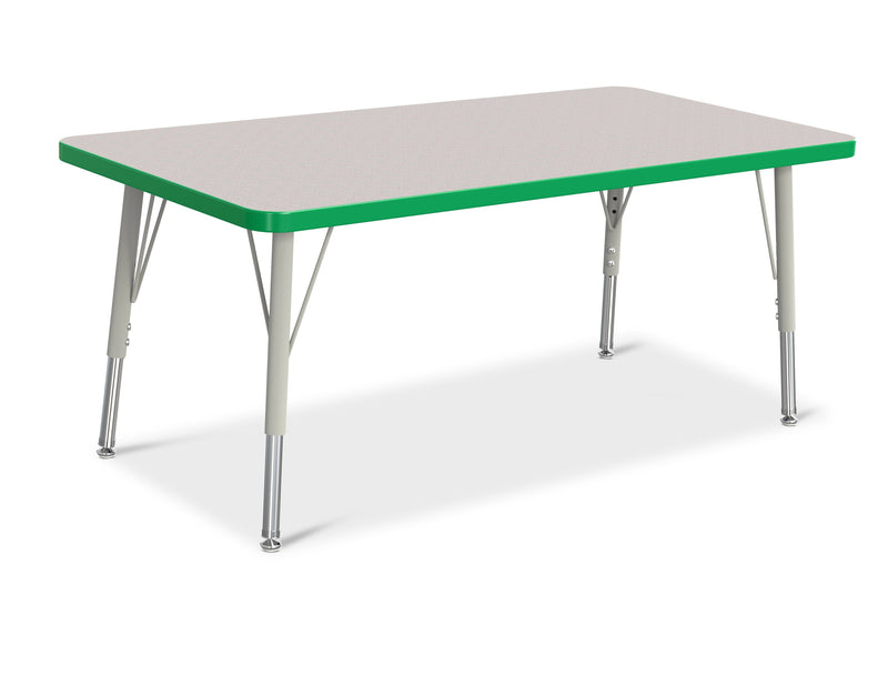 Berries Rectangle Activity Table - 24" X 48", E-height - Gray/Green/Gray