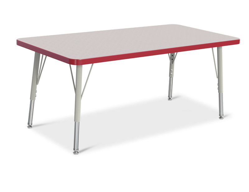 Berries Rectangle Activity Table - 24" X 48", E-height - Gray/Red/Gray