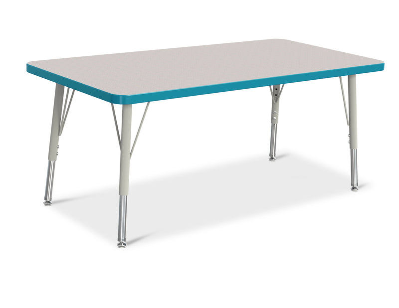 Berries Rectangle Activity Table - 24" X 48", E-height - Gray/Teal/Gray
