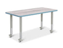 Berries Rectangle Activity Table - 24" X 48", Mobile - Driftwood Gray/Coastal Blue/Gray