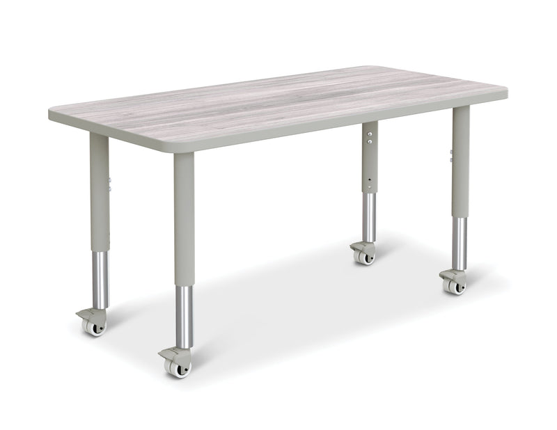 Berries Rectangle Activity Table - 24" X 48", Mobile - Driftwood Gray/Gray/Gray