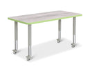 Berries Rectangle Activity Table - 24" X 48", Mobile - Driftwood Gray/Key Lime/Gray