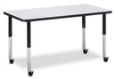 Berries Rectangle Activity Table - 24" X 48", Mobile - Gray/Black/Black