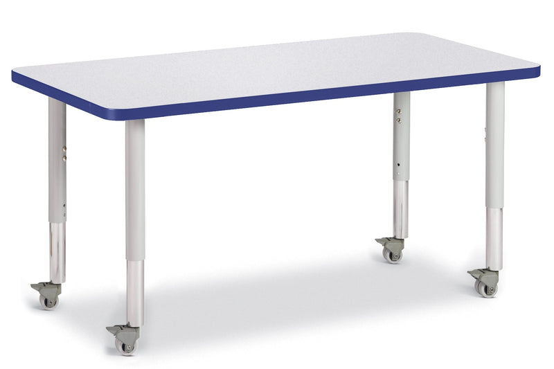 Berries Rectangle Activity Table - 24" X 48", Mobile - Gray/Blue/Gray