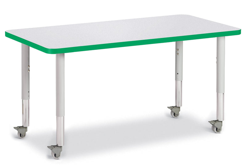 Berries Rectangle Activity Table - 24" X 48", Mobile - Gray/Green/Gray