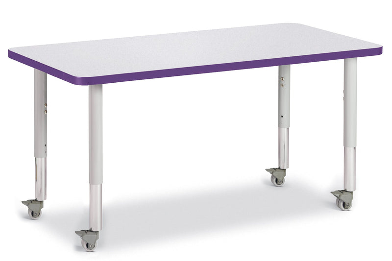 Berries Rectangle Activity Table - 24" X 48", Mobile - Gray/Purple/Gray