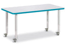 Berries Rectangle Activity Table - 24" X 48", Mobile - Gray/Teal/Gray
