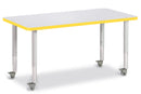 Berries Rectangle Activity Table - 24" X 48", Mobile - Gray/Yellow/Gray