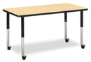 Berries Rectangle Activity Table - 24" X 48", Mobile - Maple/Black/Black