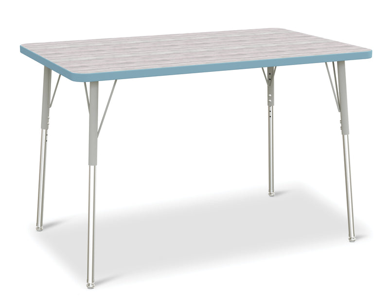 Berries Rectangle Activity Table - 30" X 48", A-height - Driftwood Gray/Coastal Blue/Gray