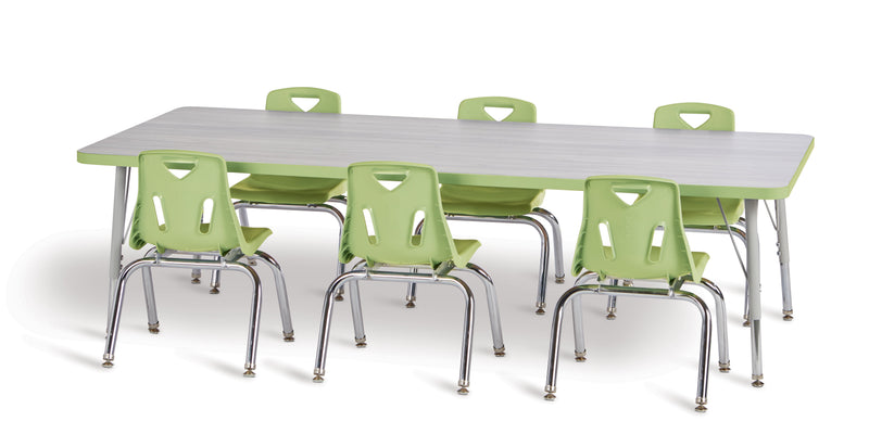 Berries Rectangle Activity Table - 30" X 48", A-height - Driftwood Gray/Key Lime/Gray