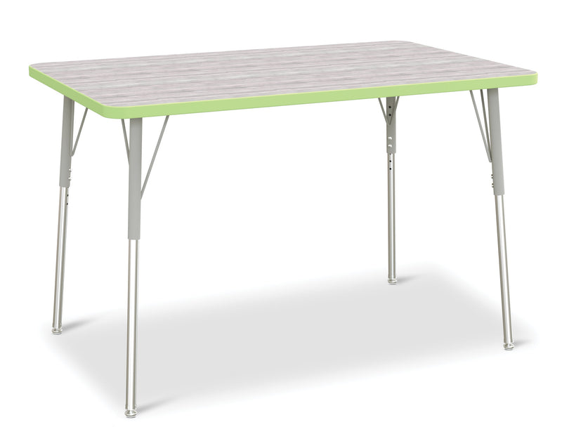 Berries Rectangle Activity Table - 30" X 48", A-height - Driftwood Gray/Key Lime/Gray