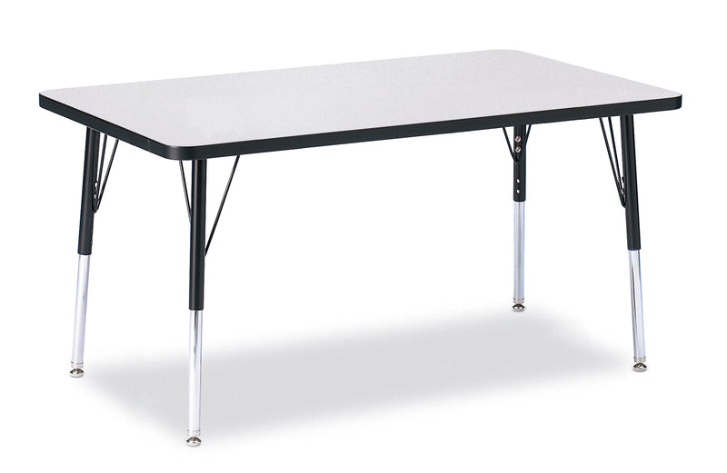 Berries Rectangle Activity Table - 30" X 48", A-height - Gray/Black/Black