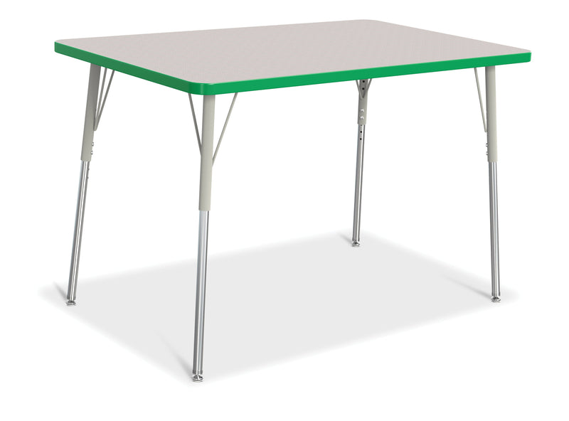 Berries Rectangle Activity Table - 30" X 48", A-height - Gray/Green/Gray