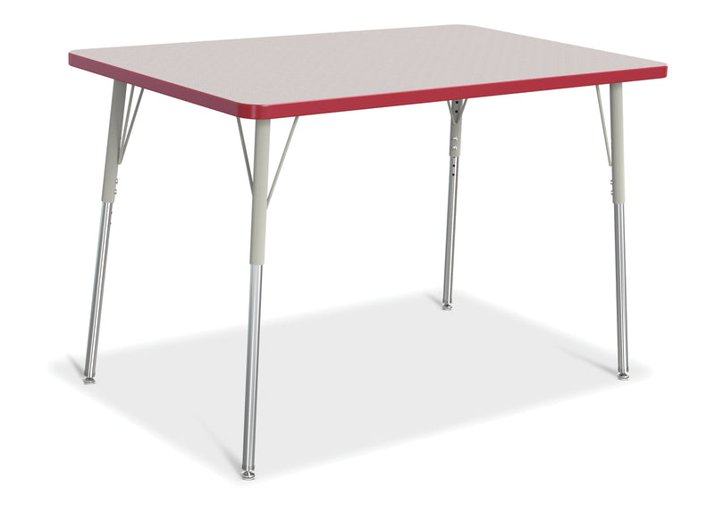 Berries Rectangle Activity Table - 30" X 48", A-height - Gray/Red/Gray