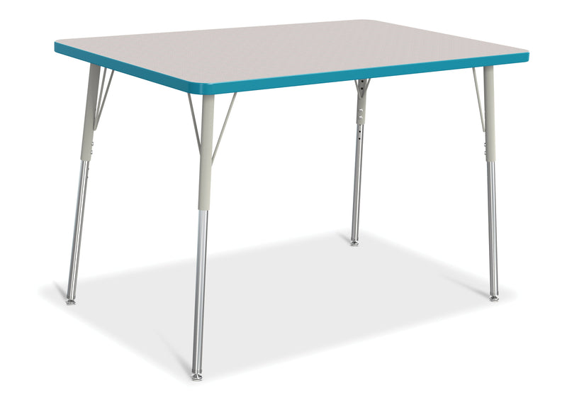 Berries Rectangle Activity Table - 30" X 48", A-height - Gray/Teal/Gray
