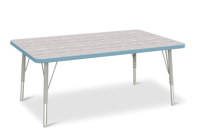 Berries Rectangle Activity Table - 30" X 48", E-height - Driftwood Gray/Coastal Blue/Gray