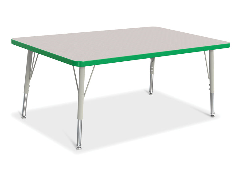 Berries Rectangle Activity Table - 30" X 48", E-height - Gray/Green/Gray