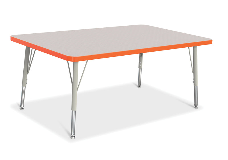 Berries Rectangle Activity Table - 30" X 48", E-height - Gray/Orange/Gray