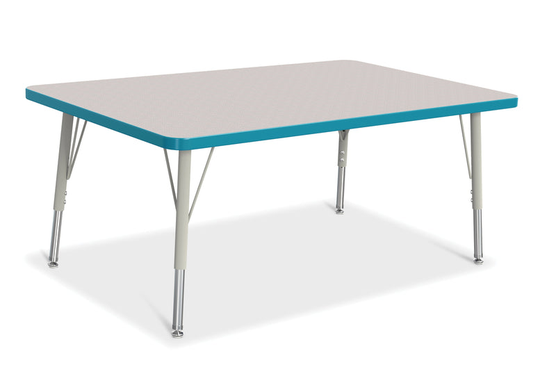 Berries Rectangle Activity Table - 30" X 48", E-height - Gray/Teal/Gray