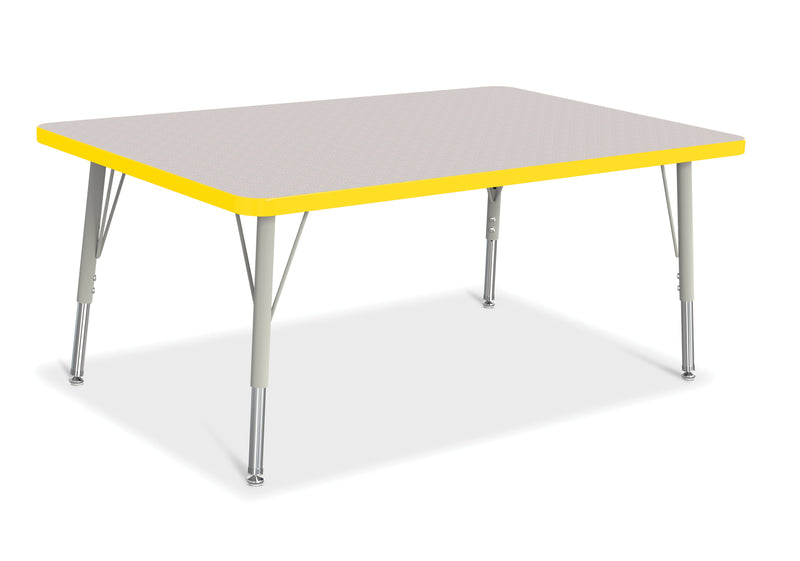 Berries Rectangle Activity Table - 30" X 48", E-height - Gray/Yellow/Gray