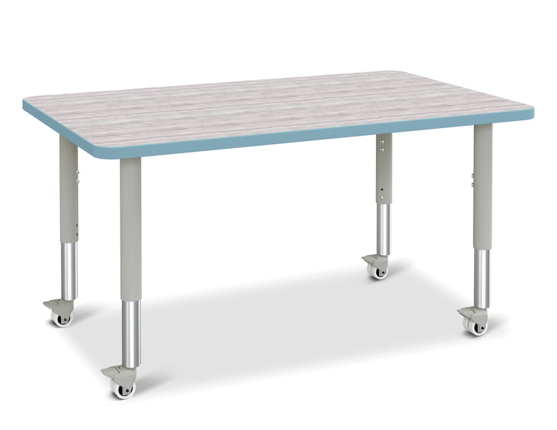 Berries Rectangle Activity Table - 30" X 48", Mobile - Driftwood Gray/Coastal Blue/Gray