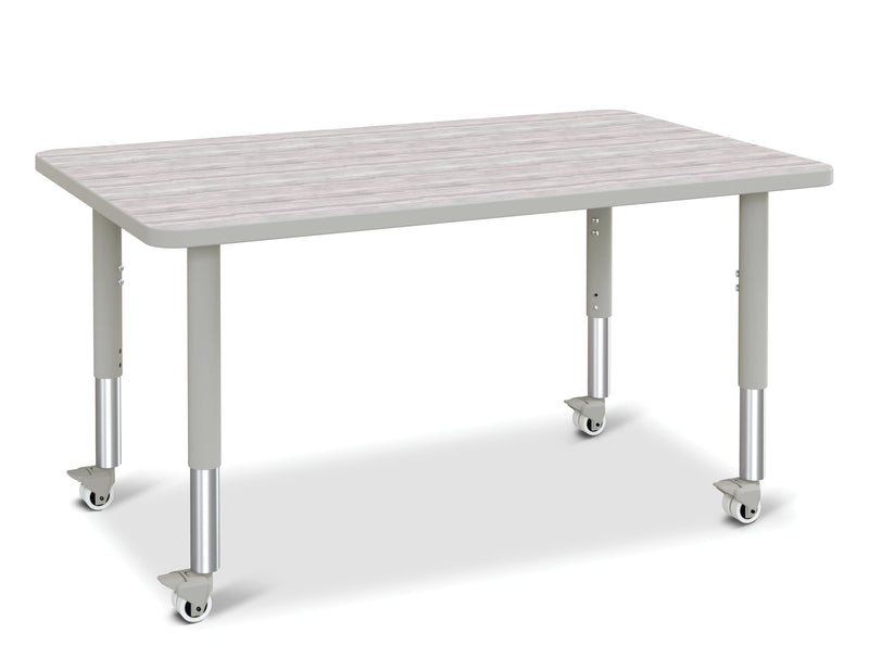 Berries Rectangle Activity Table - 30" X 48", Mobile - Driftwood Gray/Gray/Gray