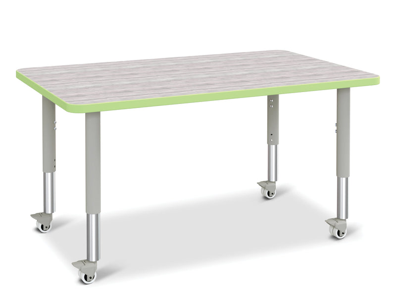 Berries Rectangle Activity Table - 30" X 48", Mobile - Driftwood Gray/Key Lime/Gray