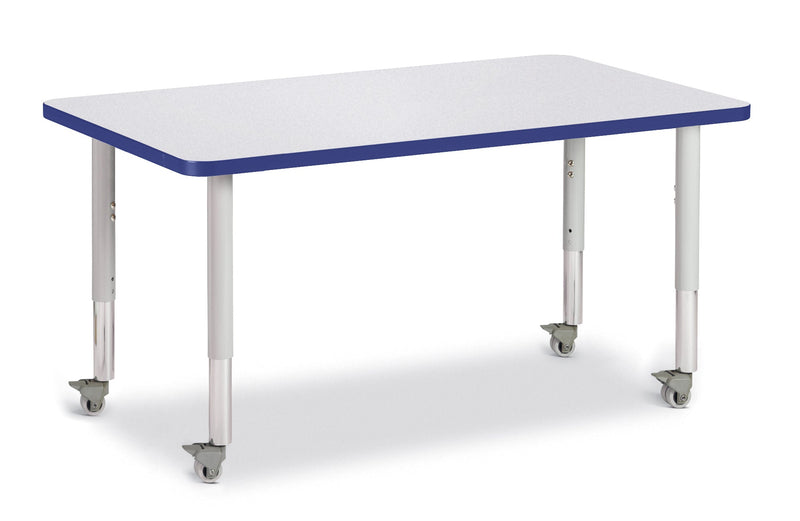 Berries Rectangle Activity Table - 30" X 48", Mobile - Gray/Blue/Gray