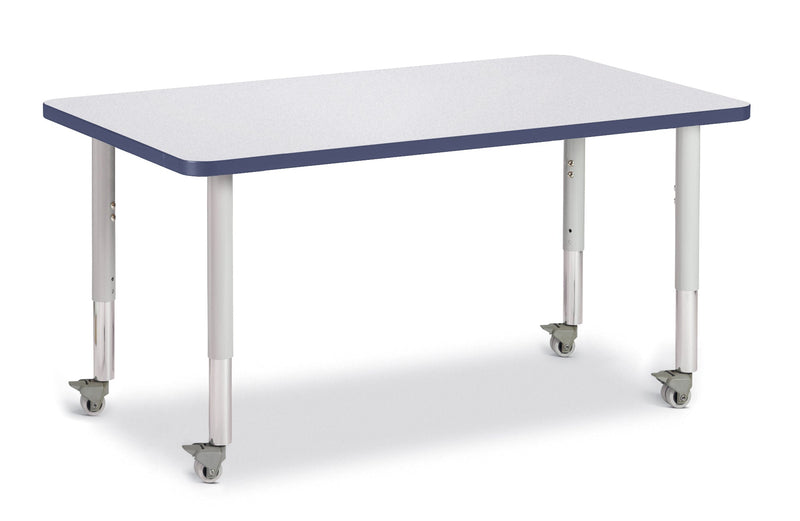 Berries Rectangle Activity Table - 30" X 48", Mobile - Gray/Navy/Gray
