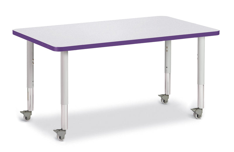 Berries Rectangle Activity Table - 30" X 48", Mobile - Gray/Purple/Gray