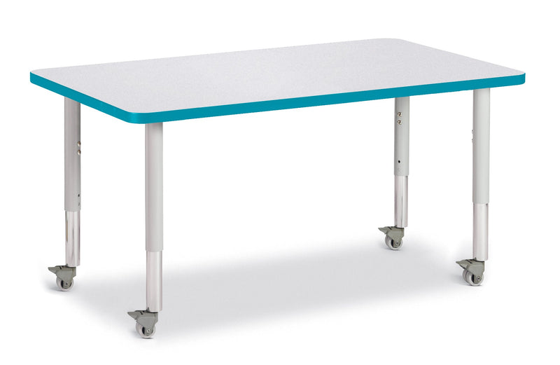 Berries Rectangle Activity Table - 30" X 48", Mobile - Gray/Teal/Gray