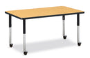 Berries Rectangle Activity Table - 30" X 48", Mobile - Oak/Black/Black