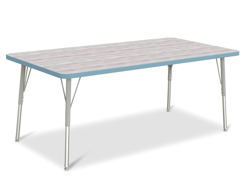 Berries Rectangle Activity Table - 30" X 60", A-height - Driftwood Gray/Coastal Blue/Gray