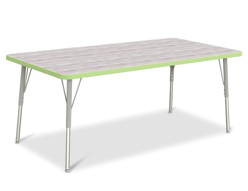 Berries Rectangle Activity Table - 30" X 60", A-height - Driftwood Gray/Key Lime/Gray