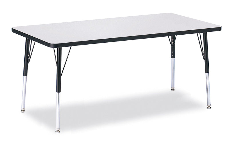 Berries Rectangle Activity Table - 30" X 60", A-height - Gray/Black/Black