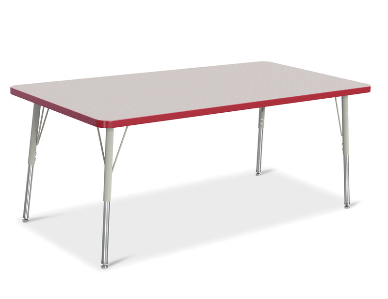 Berries Rectangle Activity Table - 30" X 60", A-height - Gray/Red/Gray