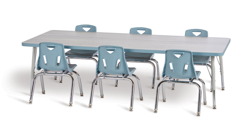 Berries Rectangle Activity Table - 30" X 60", E-height - Driftwood Gray/Coastal Blue/Gray