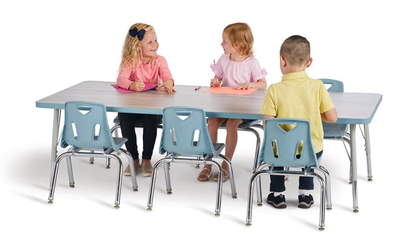 Berries Rectangle Activity Table - 30" X 60", E-height - Driftwood Gray/Coastal Blue/Gray