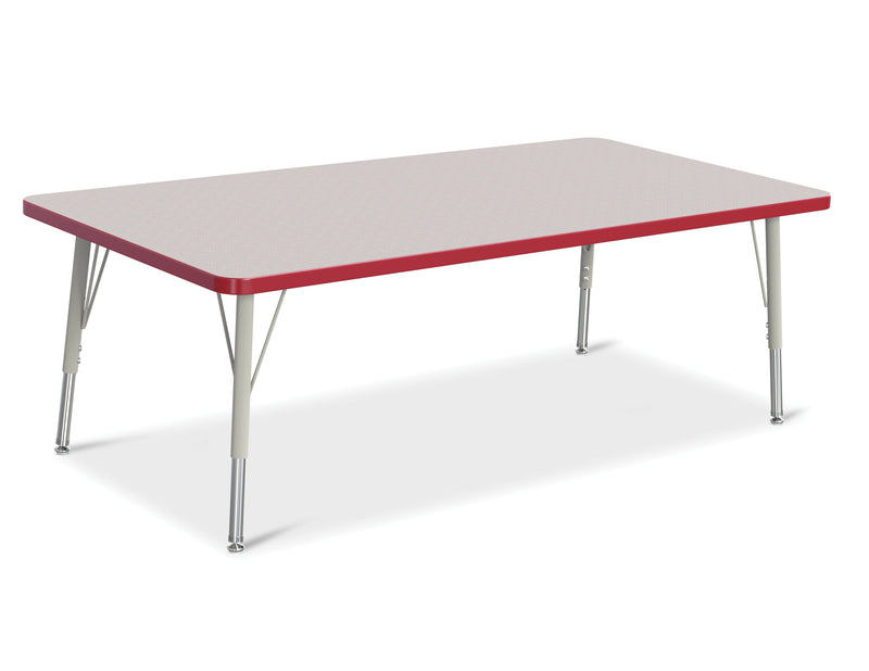 Berries Rectangle Activity Table - 30" X 60", E-height - Gray/Red/Gray